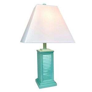 Seafoam Green Shutter Table Lamp 24in Glossy Base 120V 60W Coastal Decor